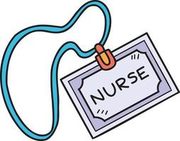 illustration d'étiquette d'infirmière dessinée à la main vecteur