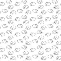 motif manju16. adorables pattiers japonais en forme de chat et de lapin. doodle illustration vectorielle de dessin animé noir et blanc. vecteur