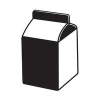 petite silhouette d'icône vectorielle de carton de lait noir et blanc isolée sur fond blanc. boisson en carton pictogramme simple. vecteur