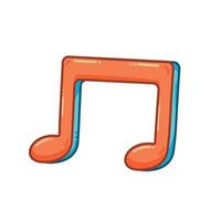 illustration vectorielle de note de musique orange et turquoise avec des couleurs amusantes et des lignes épurées isolées sur fond blanc uni. pictogramme pop avec style art dessin animé pour thème musical. vecteur