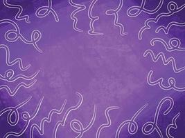 fond texturé de coup de pinceau grungy violet avec des décorations d'éléments de doodle de contour blanc. arrière-plan vectoriel isolé pour la publication sur les réseaux sociaux, le site Web, l'affiche, la bannière, la brochure et tout autre modèle.