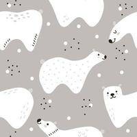 motif gris avec des ours minimalistes blancs dans un style scandinave. modèle vectorielle continue avec des animaux d'hiver vecteur