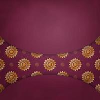 brochure de couleur bordeaux avec de luxueux ornements dorés pour votre marque. vecteur