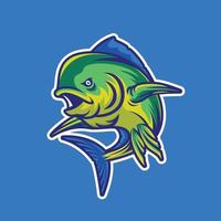 illustration de conception de logo mascotte mahi mahi vecteur