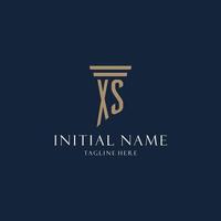 xs logo monogramme initial pour cabinet d'avocats, avocat, avocat avec style pilier vecteur