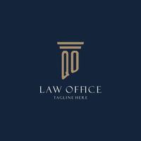 qo logo monogramme initial pour cabinet d'avocats, avocat, avocat avec style pilier vecteur