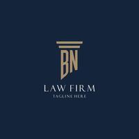 logo monogramme initial bn pour cabinet d'avocats, avocat, avocat avec style pilier vecteur