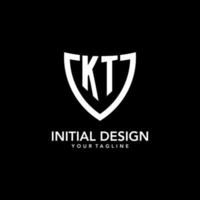 logo initial monogramme kt avec un design d'icône de bouclier moderne et propre vecteur