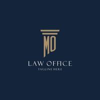 mo logo monogramme initial pour cabinet d'avocats, avocat, avocat avec style pilier vecteur