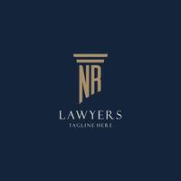 nr logo monogramme initial pour cabinet d'avocats, avocat, avocat avec style pilier vecteur