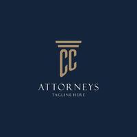 logo monogramme initial cc pour cabinet d'avocats, avocat, avocat avec style pilier vecteur