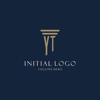yt logo monogramme initial pour cabinet d'avocats, avocat, avocat avec style pilier vecteur