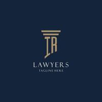 ir logo monogramme initial pour cabinet d'avocats, avocat, avocat avec style pilier vecteur