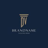 logo monogramme initial dv pour cabinet d'avocats, avocat, avocat avec style pilier vecteur