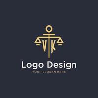 logo monogramme initial vk avec design de style échelle et pilier vecteur