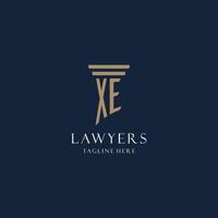 xe logo monogramme initial pour cabinet d'avocats, avocat, avocat avec style pilier vecteur