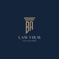 ba logo monogramme initial pour cabinet d'avocats, avocat, avocat avec style pilier vecteur