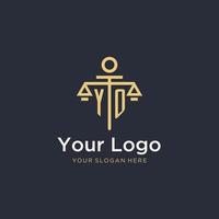 logo monogramme initial yo avec un design de style échelle et pilier vecteur