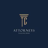 logo monogramme initial tc pour cabinet d'avocats, avocat, avocat avec style pilier vecteur