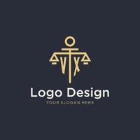 logo monogramme initial vx avec design de style échelle et pilier vecteur