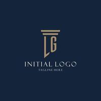 logo monogramme initial lg pour cabinet d'avocats, avocat, avocat avec style pilier vecteur