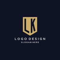 création de logo initiales monogramme lk avec icône de bouclier vecteur