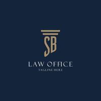 logo monogramme initial sb pour cabinet d'avocats, avocat, avocat avec style pilier vecteur