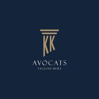 kk logo monogramme initial pour cabinet d'avocats, avocat, avocat avec style pilier vecteur