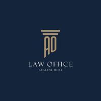 ao logo monogramme initial pour cabinet d'avocats, avocat, avocat avec style pilier vecteur