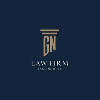 logo monogramme initial gn pour cabinet d'avocats, avocat, avocat avec style pilier vecteur