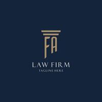 fa logo monogramme initial pour cabinet d'avocats, avocat, avocat avec style pilier vecteur