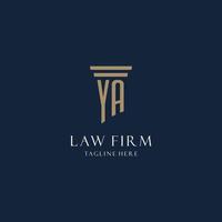 ya logo monogramme initial pour cabinet d'avocats, avocat, avocat avec style pilier vecteur