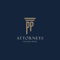 logo monogramme initial pp pour cabinet d'avocats, avocat, avocat avec style pilier vecteur