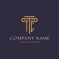 conception d'initiales de monogramme tc pour cabinet d'avocats, avocat, cabinet d'avocats avec style pilier vecteur