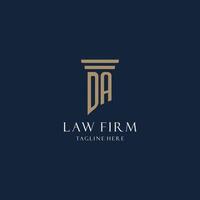 da logo monogramme initial pour cabinet d'avocats, avocat, avocat avec style pilier vecteur