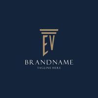 logo monogramme initial ev pour cabinet d'avocats, avocat, avocat avec style pilier vecteur