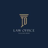 logo monogramme initial io pour cabinet d'avocats, avocat, avocat avec style pilier vecteur