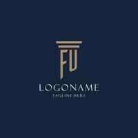 logo monogramme initial fu pour cabinet d'avocats, avocat, avocat avec style pilier vecteur