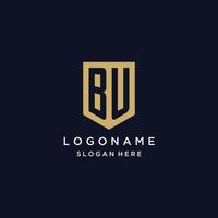 création de logo d'initiales monogramme bu avec icône de bouclier vecteur