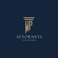 wp logo monogramme initial pour cabinet d'avocats, avocat, avocat avec style pilier vecteur