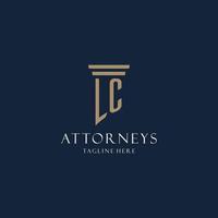 logo monogramme initial lc pour cabinet d'avocats, avocat, avocat avec style pilier vecteur