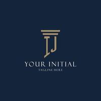 ij logo monogramme initial pour cabinet d'avocats, avocat, avocat avec style pilier vecteur