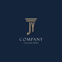 jy logo monogramme initial pour cabinet d'avocats, avocat, avocat avec style pilier vecteur