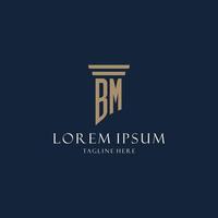 logo monogramme initial bm pour cabinet d'avocats, avocat, avocat avec style pilier vecteur