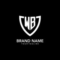 logo initial monogramme wb avec un design d'icône de bouclier moderne et propre vecteur