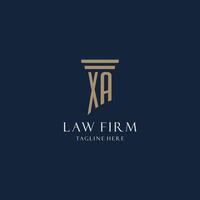 xa logo monogramme initial pour cabinet d'avocats, avocat, avocat avec style pilier vecteur