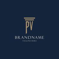 pv logo monogramme initial pour cabinet d'avocats, avocat, avocat avec style pilier vecteur