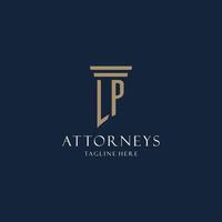 logo monogramme initial lp pour cabinet d'avocats, avocat, avocat avec style pilier vecteur