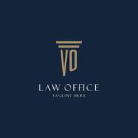 vo logo monogramme initial pour cabinet d'avocats, avocat, avocat avec style pilier vecteur