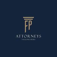 logo monogramme initial fp pour cabinet d'avocats, avocat, avocat avec style pilier vecteur